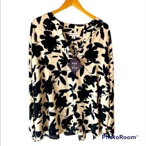 Ava & Viv Floral Leaf Blouse 3X